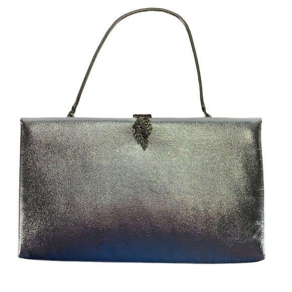 After Five Handbags - Clutch Vintage Purse Silver After Five 50s 60s Rhi